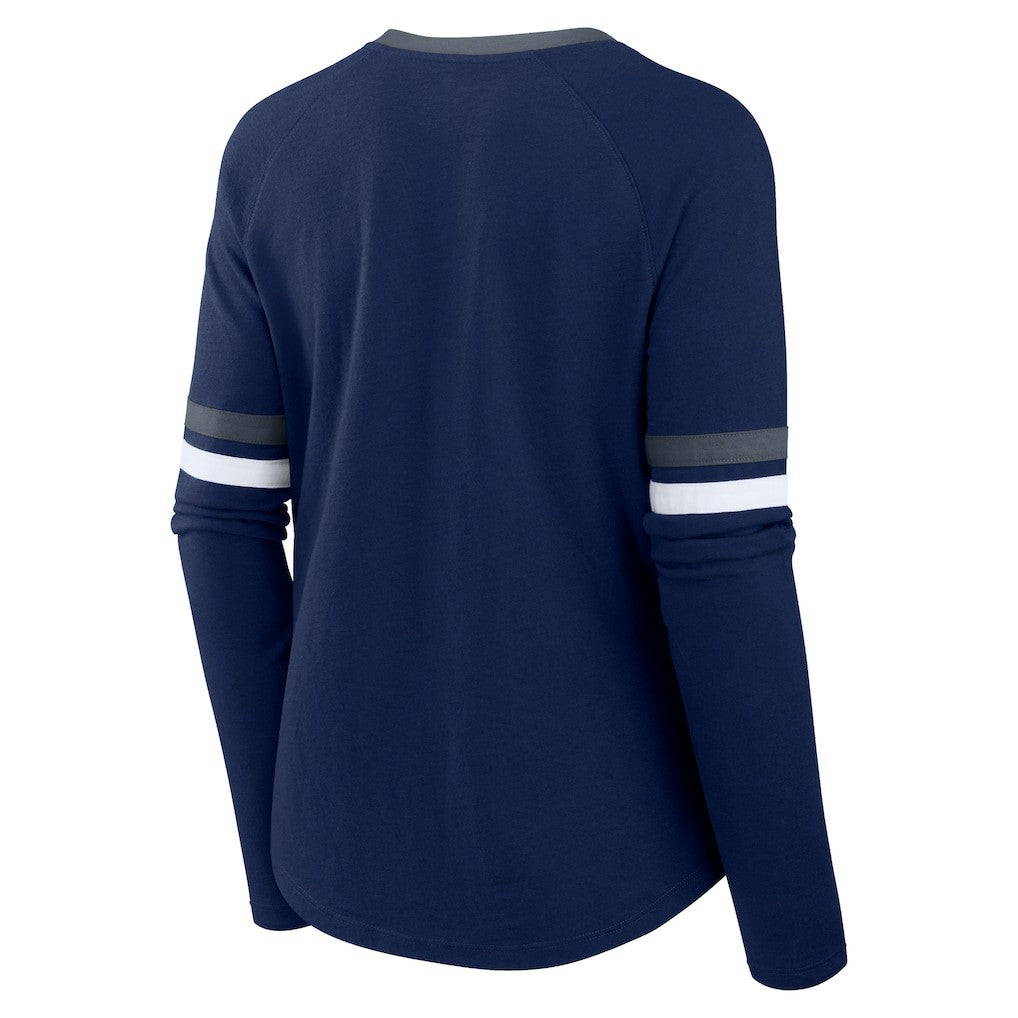 Dallas Cowboys Women's Won and Done Lace-Up Long Sleeve Fashion Top - Navy - Fanatics