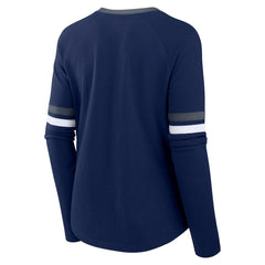 Dallas Cowboys Women's Won and Done Lace-Up Long Sleeve Fashion Top - Navy - Fanatics