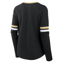 New Orleans Saints Women's Won and Done Lace-Up Long Sleeve Fashion Top - Black - Fanatics