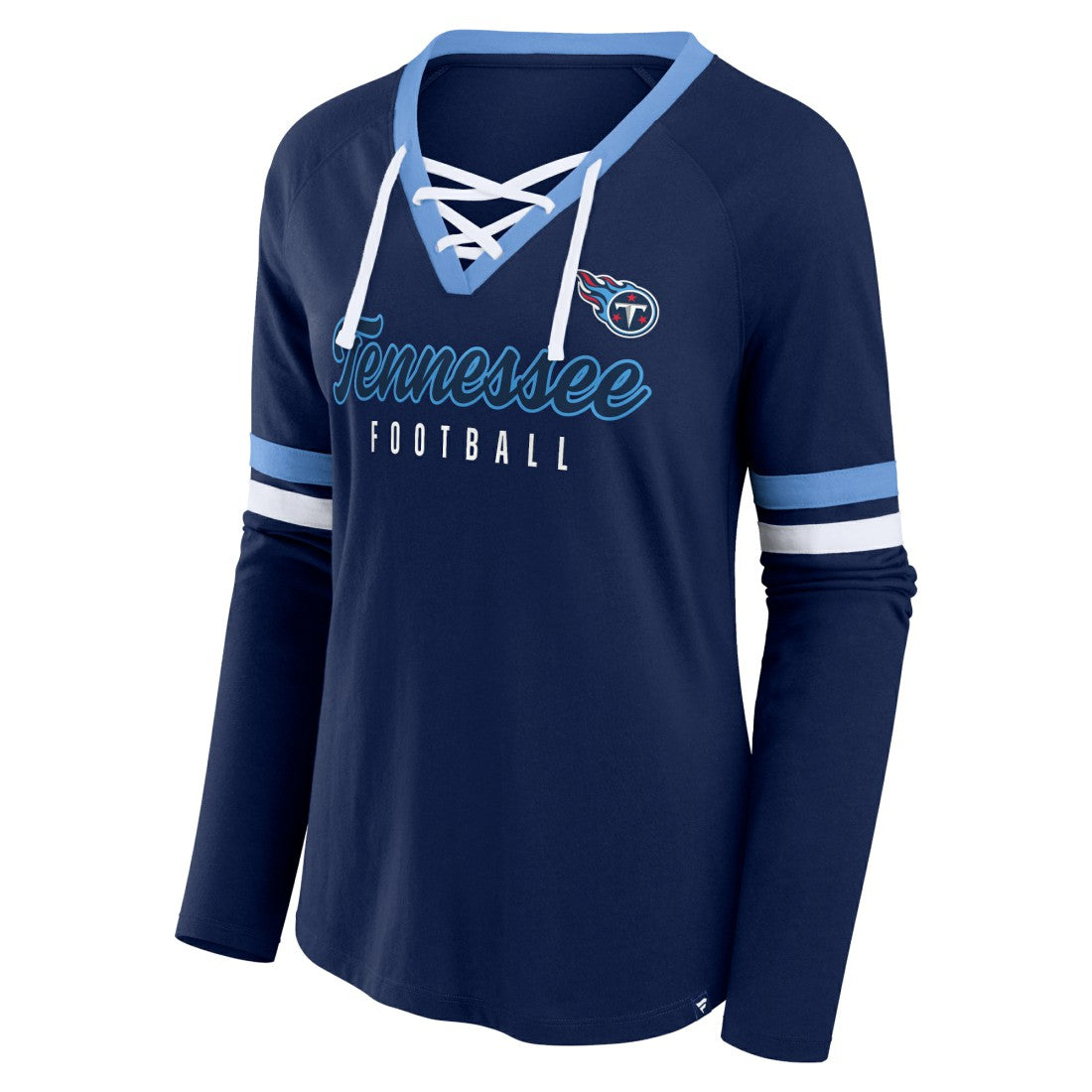 Tennessee Titans Women's Won and Done Lace-Up Long Sleeve Fashion Top - Navy - Fanatics