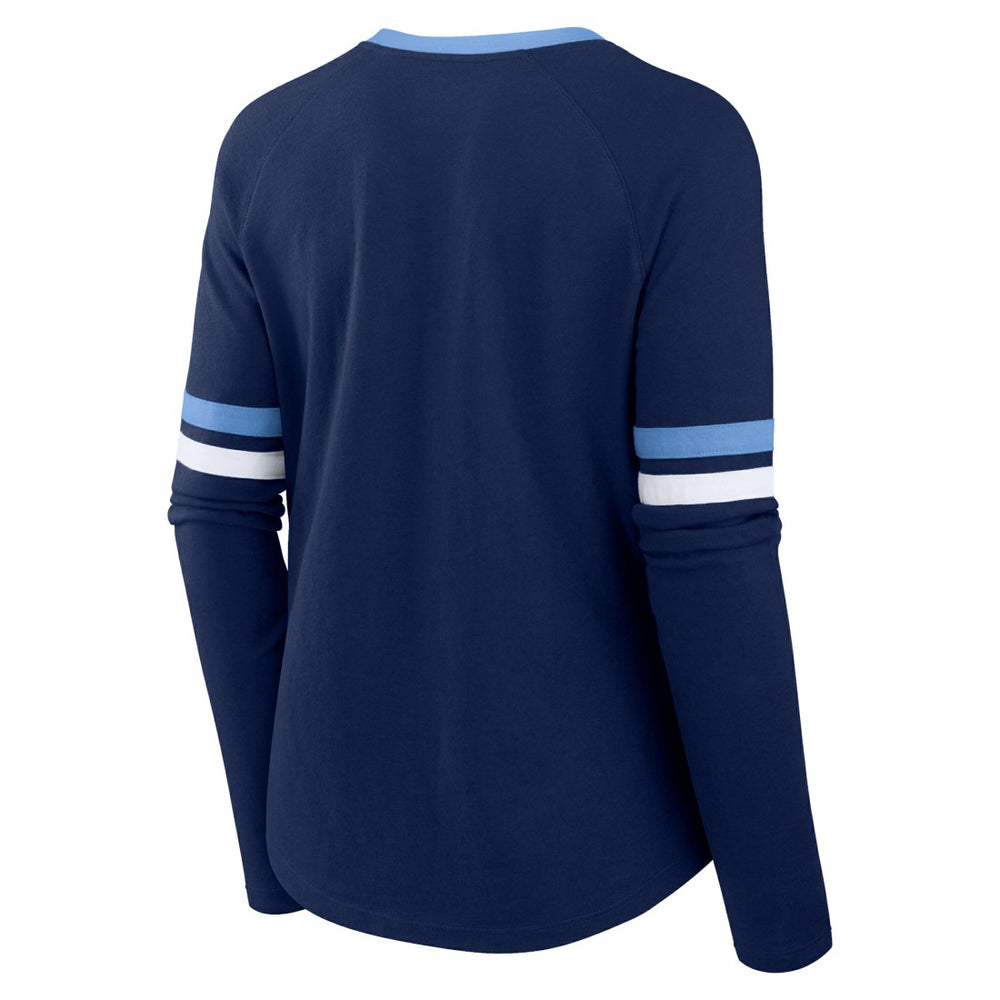 Tennessee Titans Women's Won and Done Lace-Up Long Sleeve Fashion Top - Navy - Fanatics