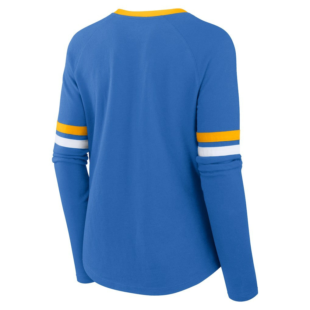 Los Angeles Chargers Women's Won and Done Lace-Up Long Sleeve Fashion Top - Powder Blue - Fanatics