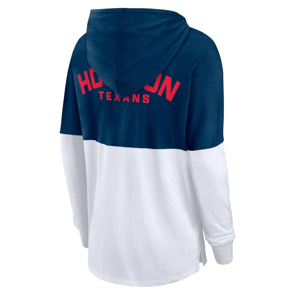 Houston Texans Women's Backup Option Long Sleeve Hoodie T-Shirt - Navy/White - Fanatics