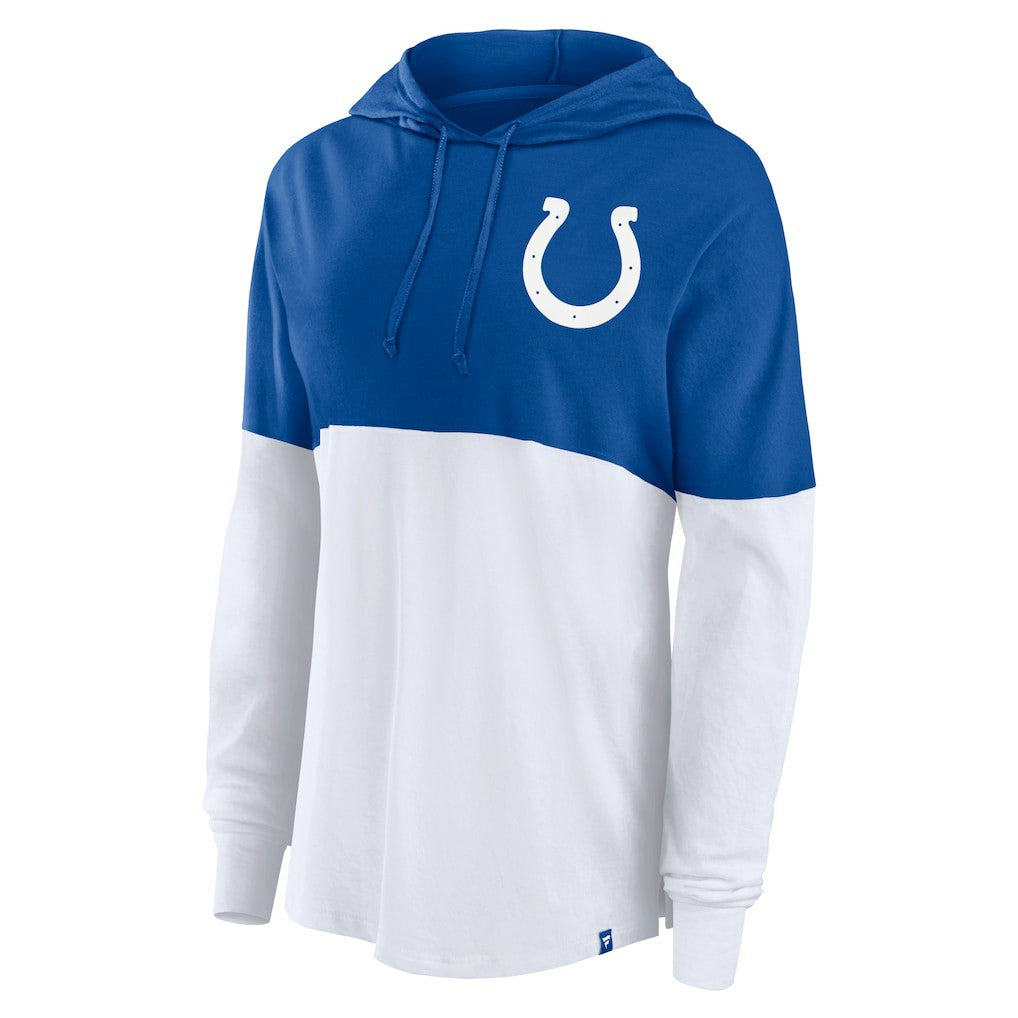 Indianapolis Colts Women's Backup Option Long Sleeve Hoodie T-Shirt - Royal/White - Fanatics
