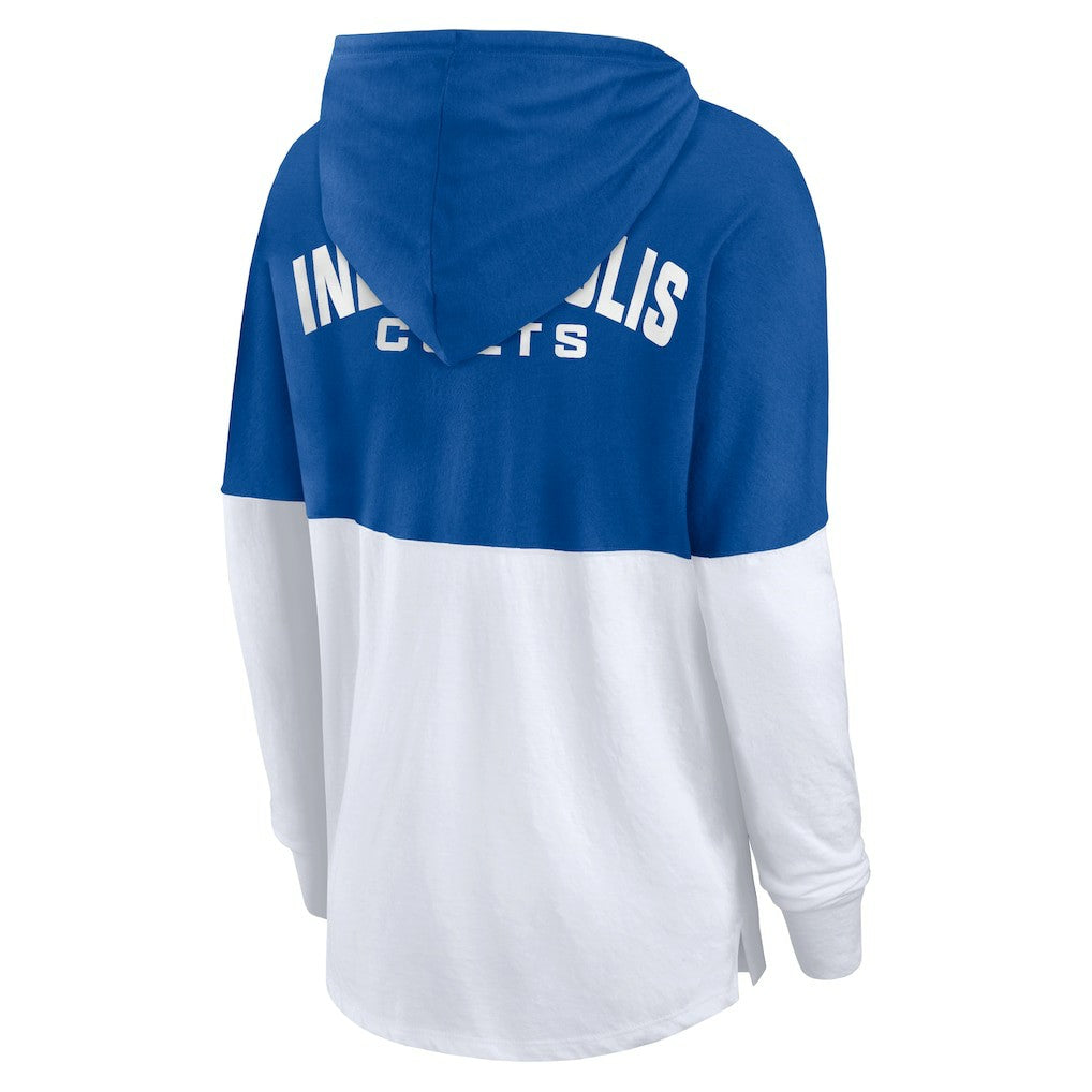Indianapolis Colts Women's Backup Option Long Sleeve Hoodie T-Shirt - Royal/White - Fanatics