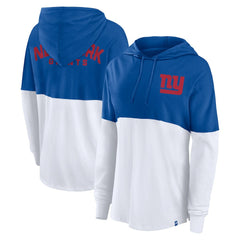 New York Giants Women's Backup Option Long Sleeve Hoodie T-Shirt - Royal/White - Fanatics