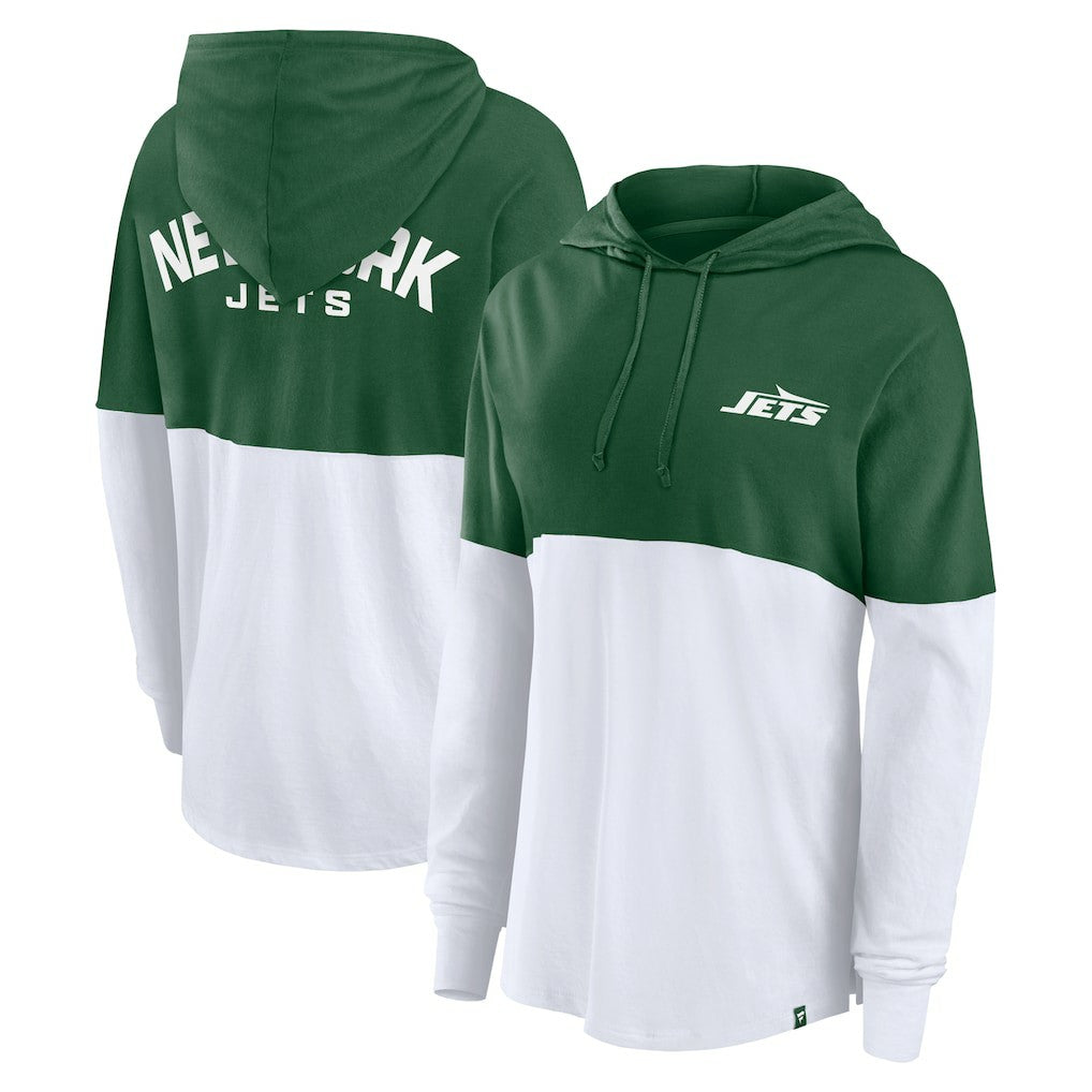 New York Jets Women's Backup Option Long Sleeve Hoodie T-Shirt - Green/White - Fanatics