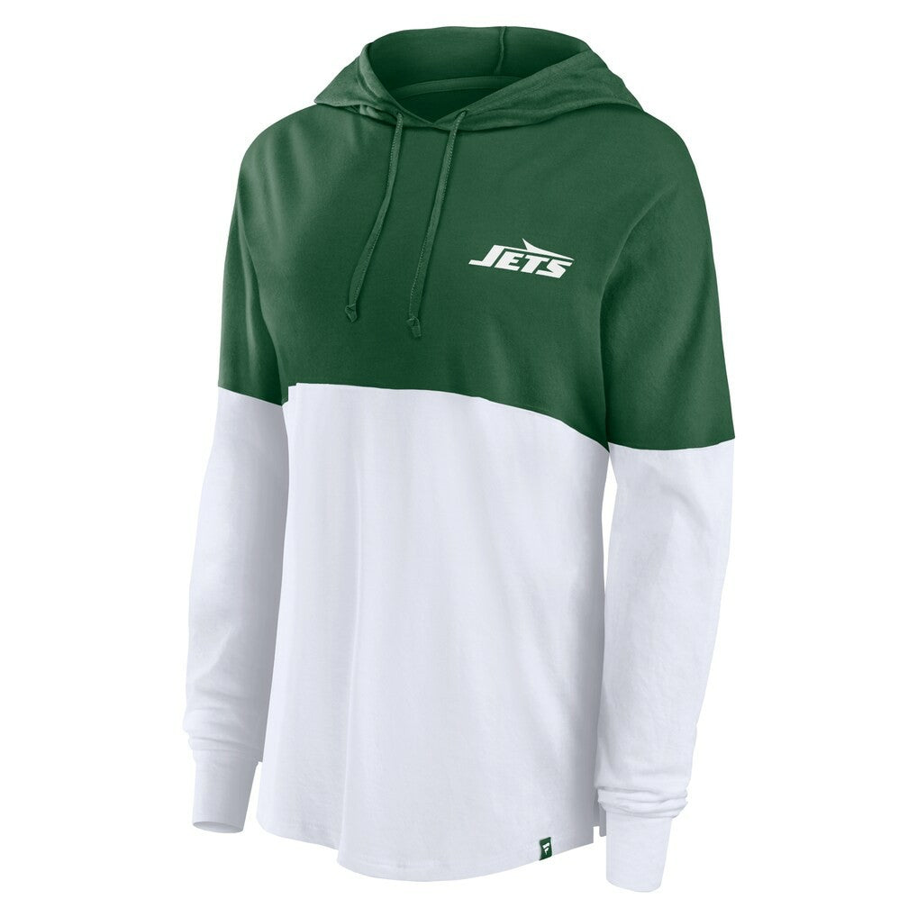 New York Jets Women's Backup Option Long Sleeve Hoodie T-Shirt - Green/White - Fanatics