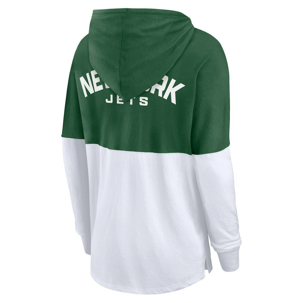 New York Jets Women's Backup Option Long Sleeve Hoodie T-Shirt - Green/White - Fanatics