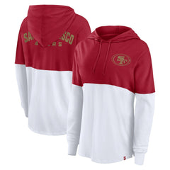 San Francisco 49ers Women's Backup Option Long Sleeve Hoodie T-Shirt - Scarlet/White - Fanatics