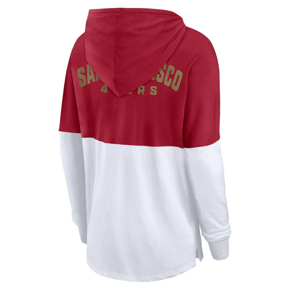 San Francisco 49ers Women's Backup Option Long Sleeve Hoodie T-Shirt - Scarlet/White - Fanatics