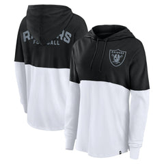 Las Vegas Raiders Women's Backup Option Long Sleeve Hoodie T-Shirt - Black/White - Fanatics