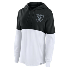 Las Vegas Raiders Women's Backup Option Long Sleeve Hoodie T-Shirt - Black/White - Fanatics