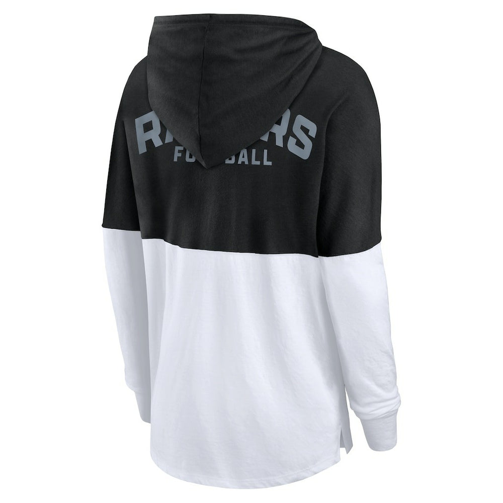 Las Vegas Raiders Women's Backup Option Long Sleeve Hoodie T-Shirt - Black/White - Fanatics