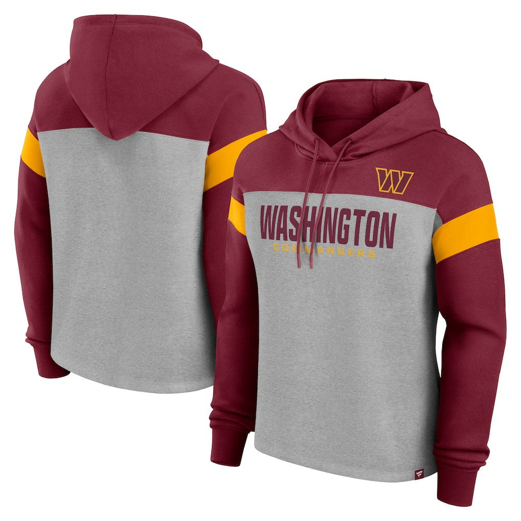 Washington Commanders Women's Bold Play Call Pullover Hoodie - Heather Gray/Burgundy - Fanatics