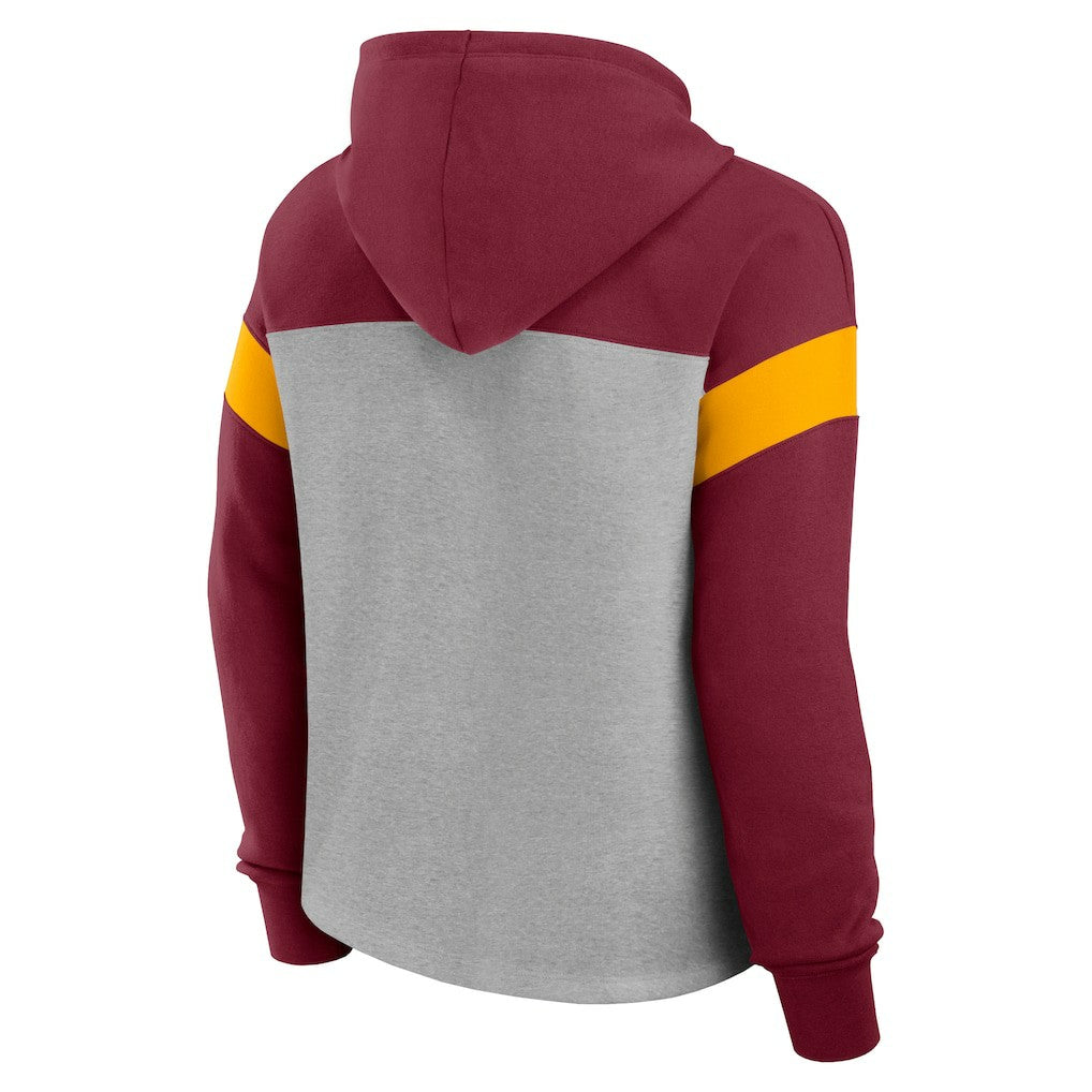 Washington Commanders Women's Bold Play Call Pullover Hoodie - Heather Gray/Burgundy - Fanatics