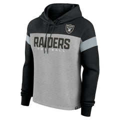 Las Vegas Raiders Women's Bold Play Call Pullover Hoodie - Heather Gray/Black - Fanatics