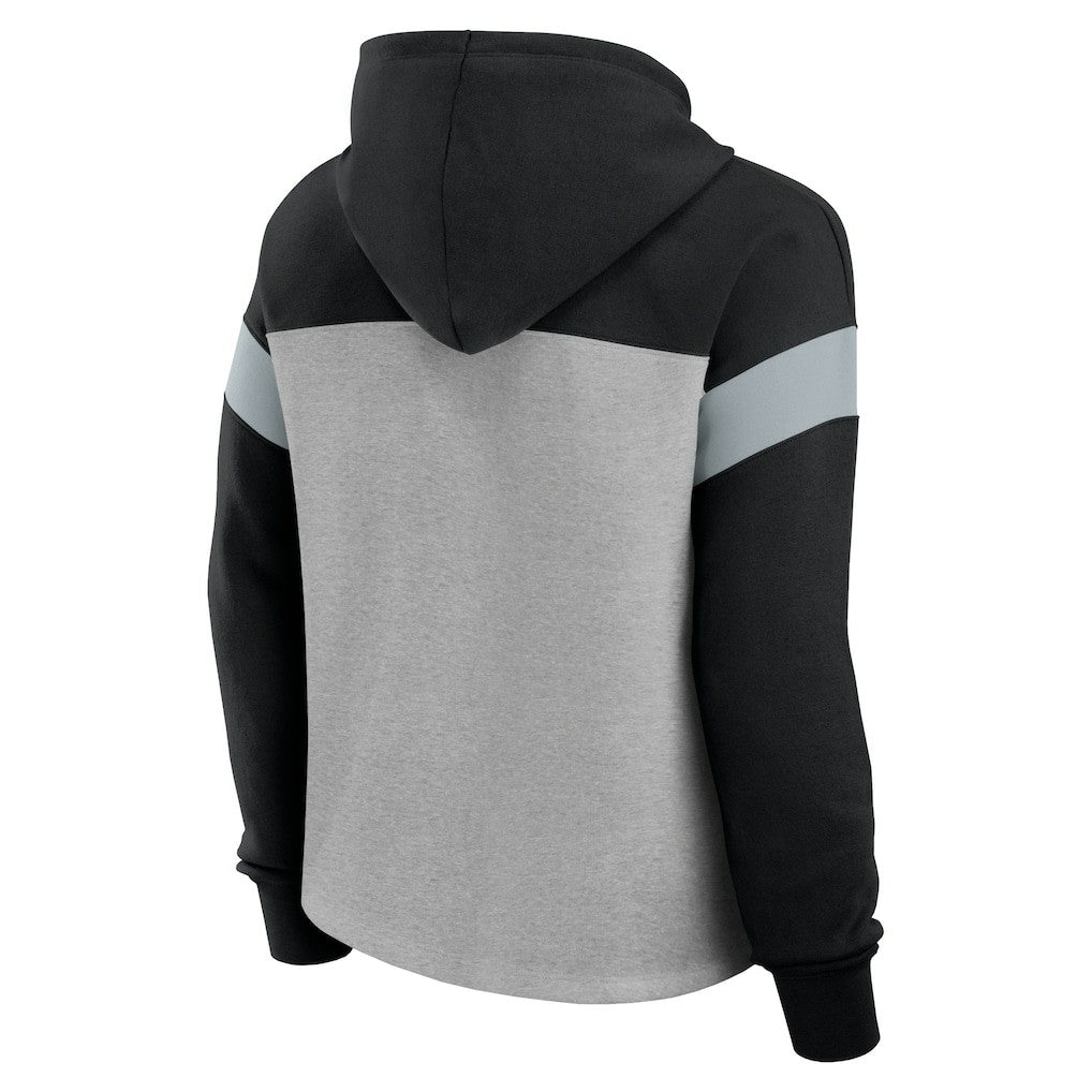 Las Vegas Raiders Women's Bold Play Call Pullover Hoodie - Heather Gray/Black - Fanatics