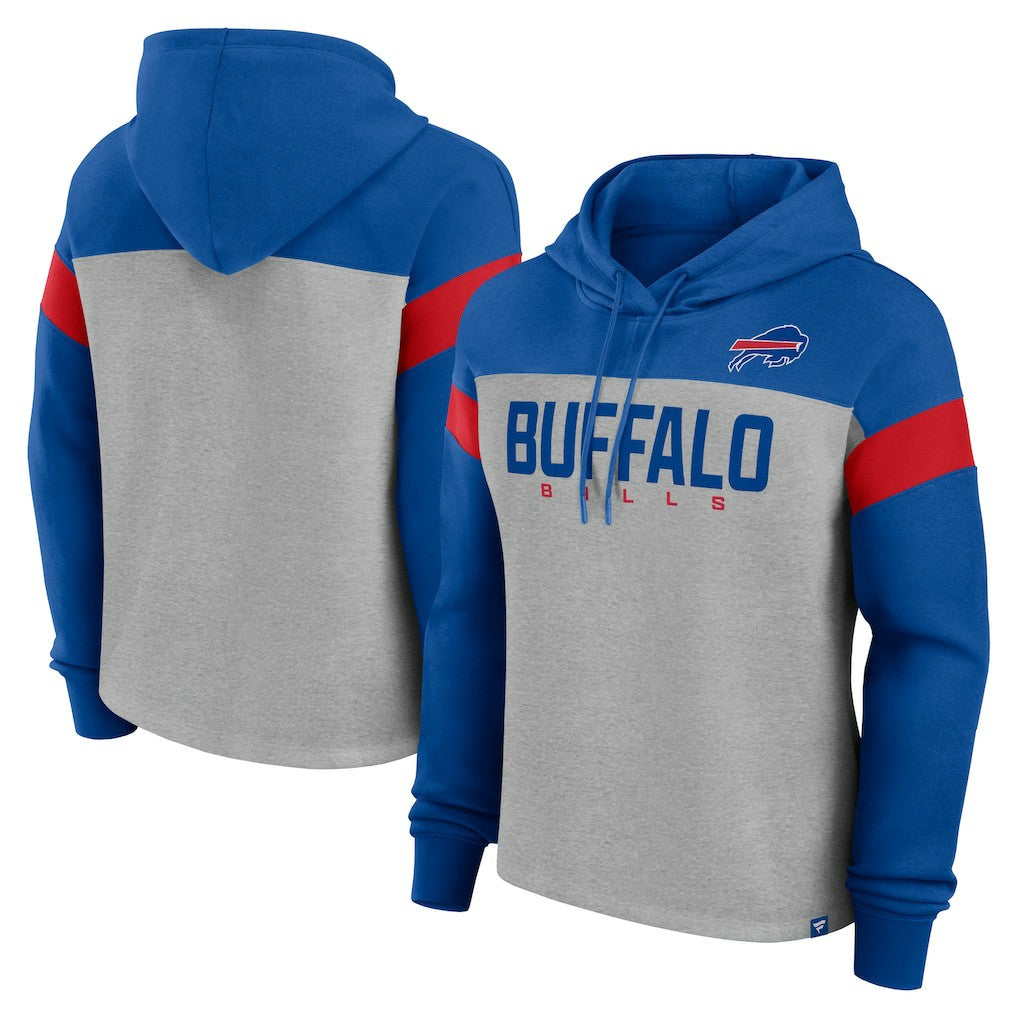 Buffalo Bills Women's Bold Play Call Pullover Hoodie - Heather Gray/Royal - Fanatics