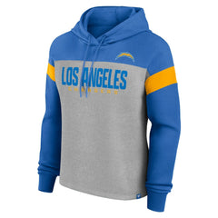 Los Angeles Chargers Women's Bold Play Call Pullover Hoodie - Heather Gray/Powder Blue - Fanatics