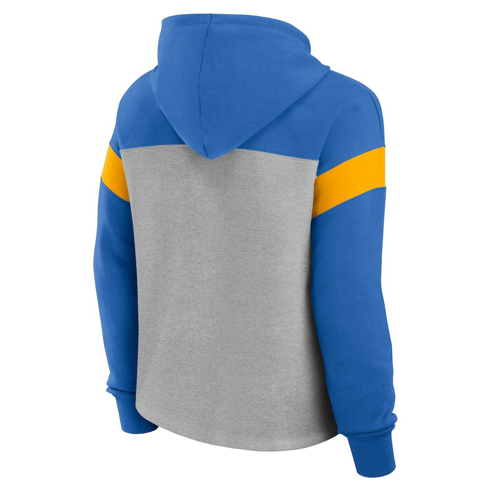 Los Angeles Chargers Women's Bold Play Call Pullover Hoodie - Heather Gray/Powder Blue - Fanatics