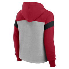 San Francisco 49ers Women's Bold Play Call Pullover Hoodie - Heather Gray/Scarlet - Fanatics