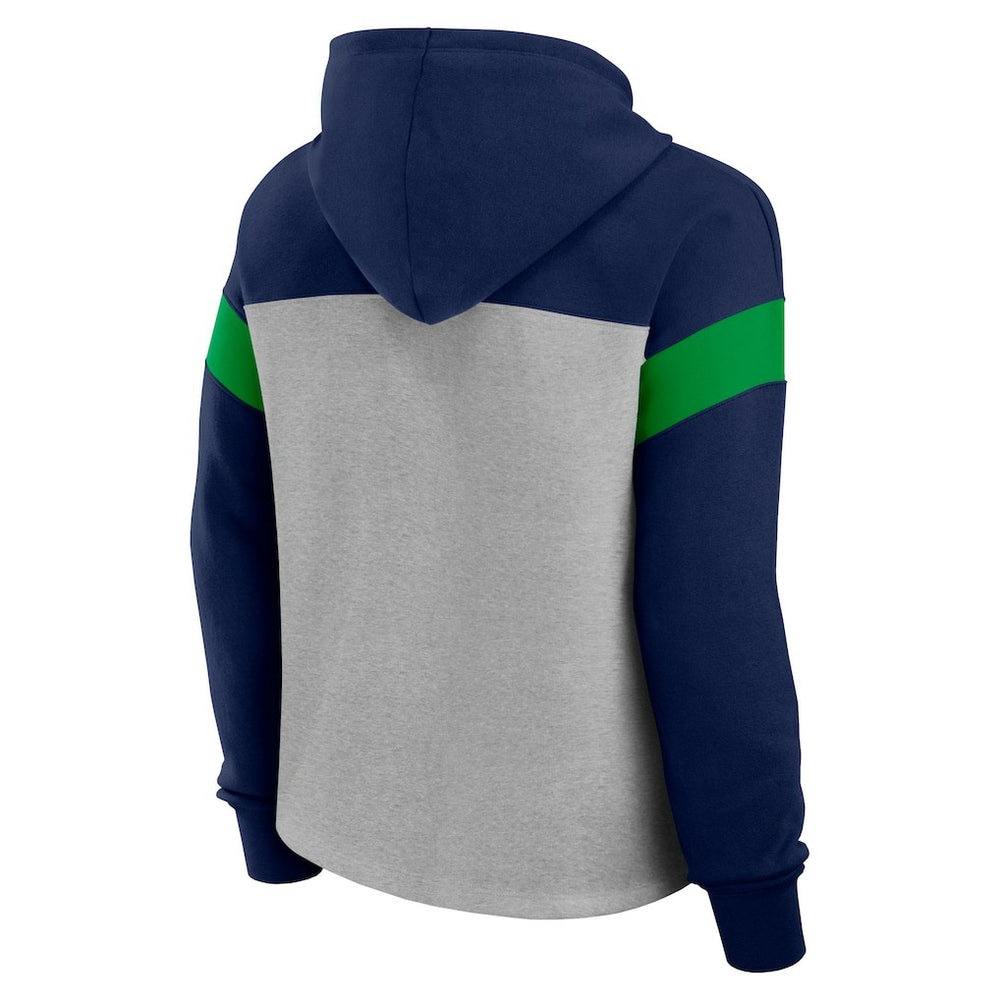 Seattle Seahawks Women's Bold Play Call Pullover Hoodie - Heather Gray/College Navy - Fanatics