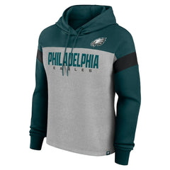 Philadelphia Eagles Women's Bold Play Call Pullover Hoodie - Heather Gray/Midnight Green - Fanatics