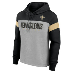 New Orleans Saints Women's Bold Play Call Pullover Hoodie - Heather Gray/Black - Fanatics