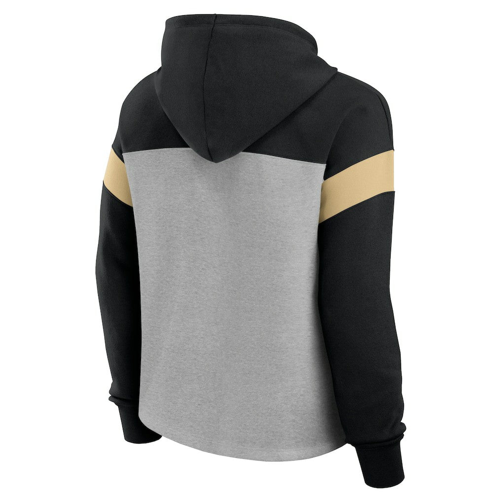 New Orleans Saints Women's Bold Play Call Pullover Hoodie - Heather Gray/Black - Fanatics