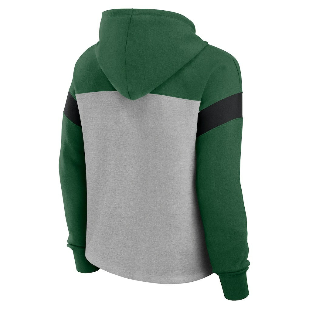 New York Jets Women's Bold Play Call Pullover Hoodie - Heather Gray/Green - Fanatics
