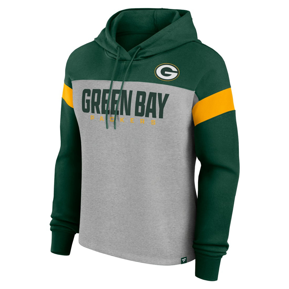 Green Bay Packers Women's Bold Play Call Pullover Hoodie - Heather Gray/Green - Fanatics