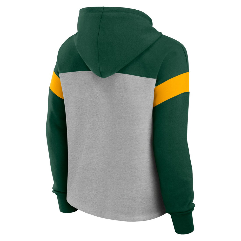 Green Bay Packers Women's Bold Play Call Pullover Hoodie - Heather Gray/Green - Fanatics