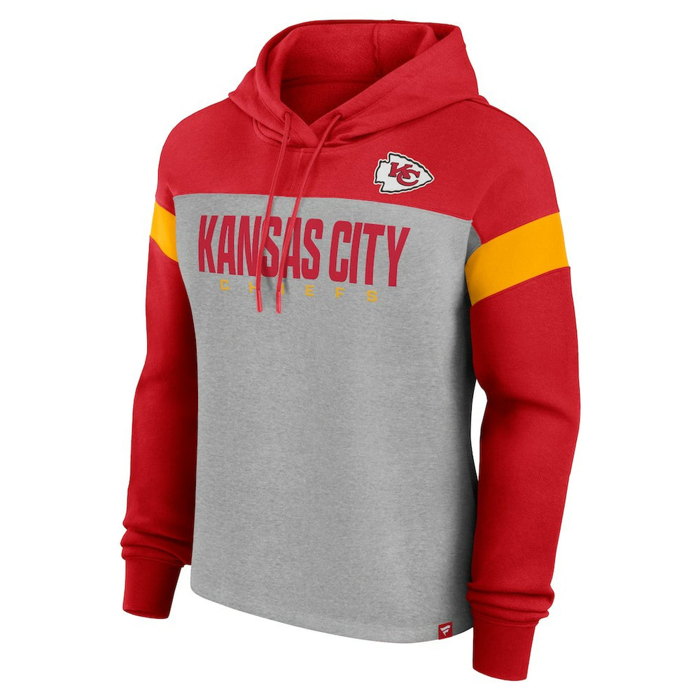 Kansas City Chiefs Women's Bold Play Call Pullover Hoodie - Heather Gray/Red - Fanatics