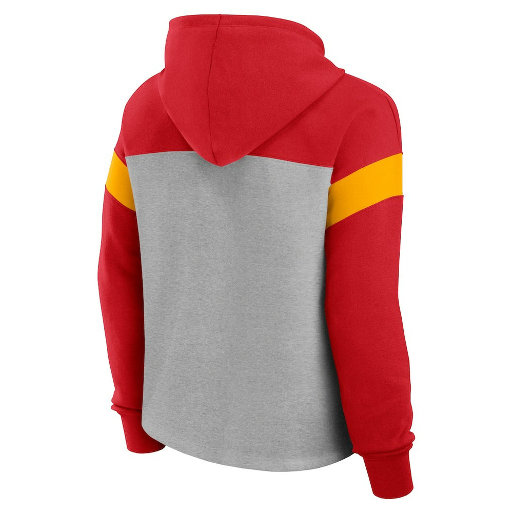 Kansas City Chiefs Women's Bold Play Call Pullover Hoodie - Heather Gray/Red - Fanatics
