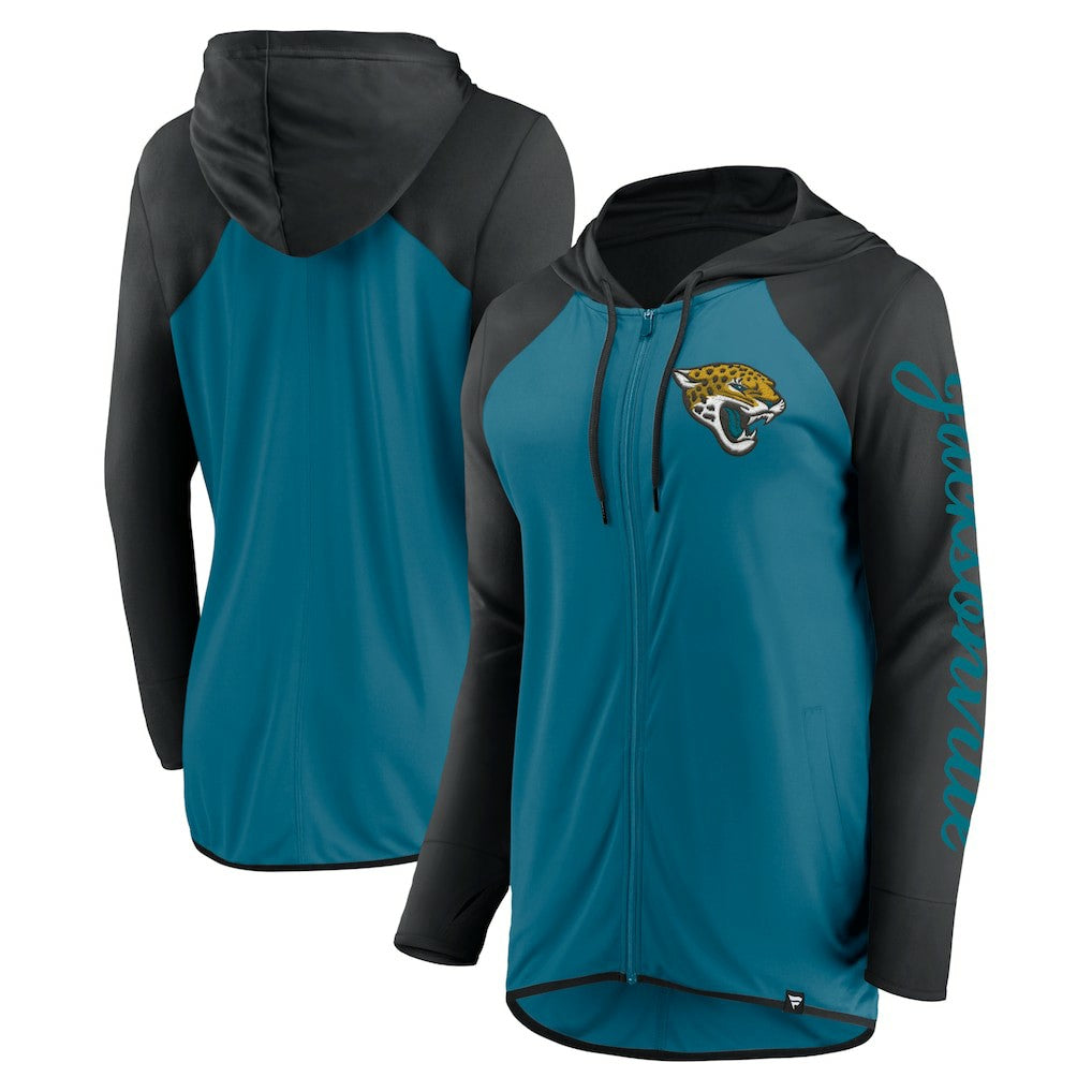 Jacksonville Jaguars Women's Script Full-Zip Hoodie - Teal/Black - Fanatics