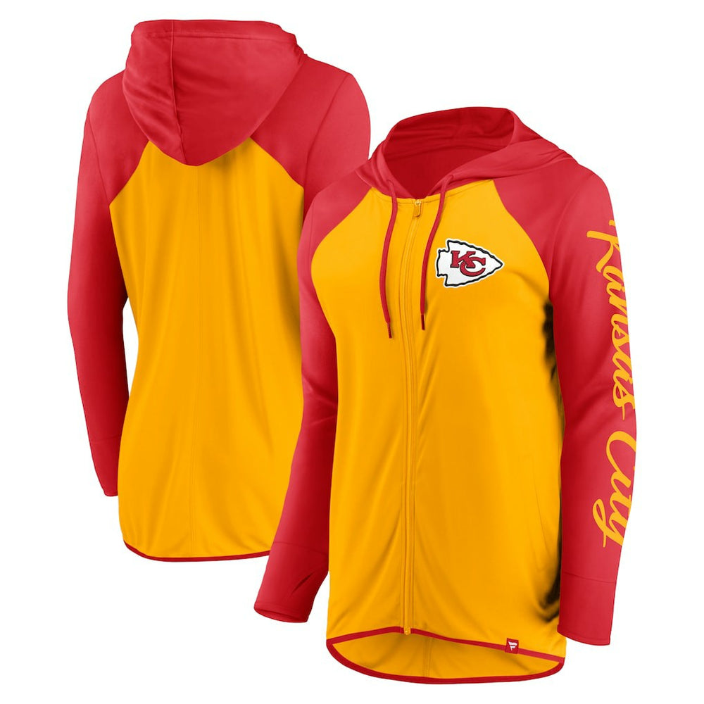 Kansas City Chiefs Women's Script Full-Zip Hoodie - Gold/Red - Fanatics