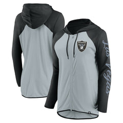 Las Vegas Raiders Women's Script Full-Zip Hoodie - Silver/Black - Fanatics