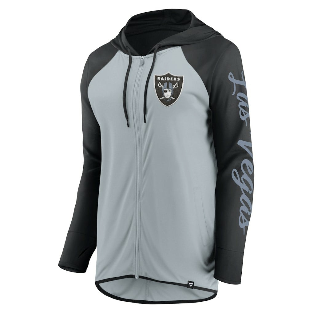 Las Vegas Raiders Women's Script Full-Zip Hoodie - Silver/Black - Fanatics
