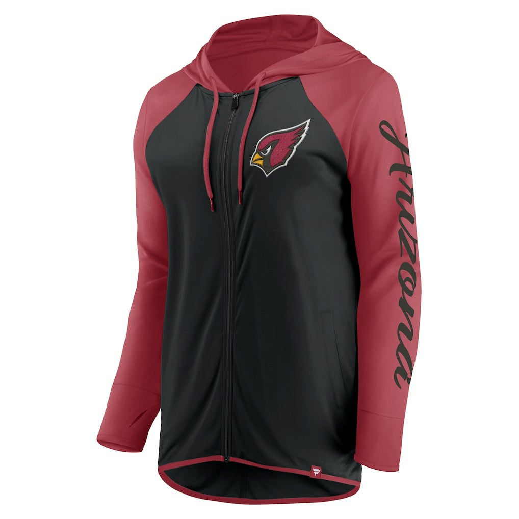 Arizona Cardinals Women's Script Full-Zip Hoodie - Black/Cardinal - Fanatics