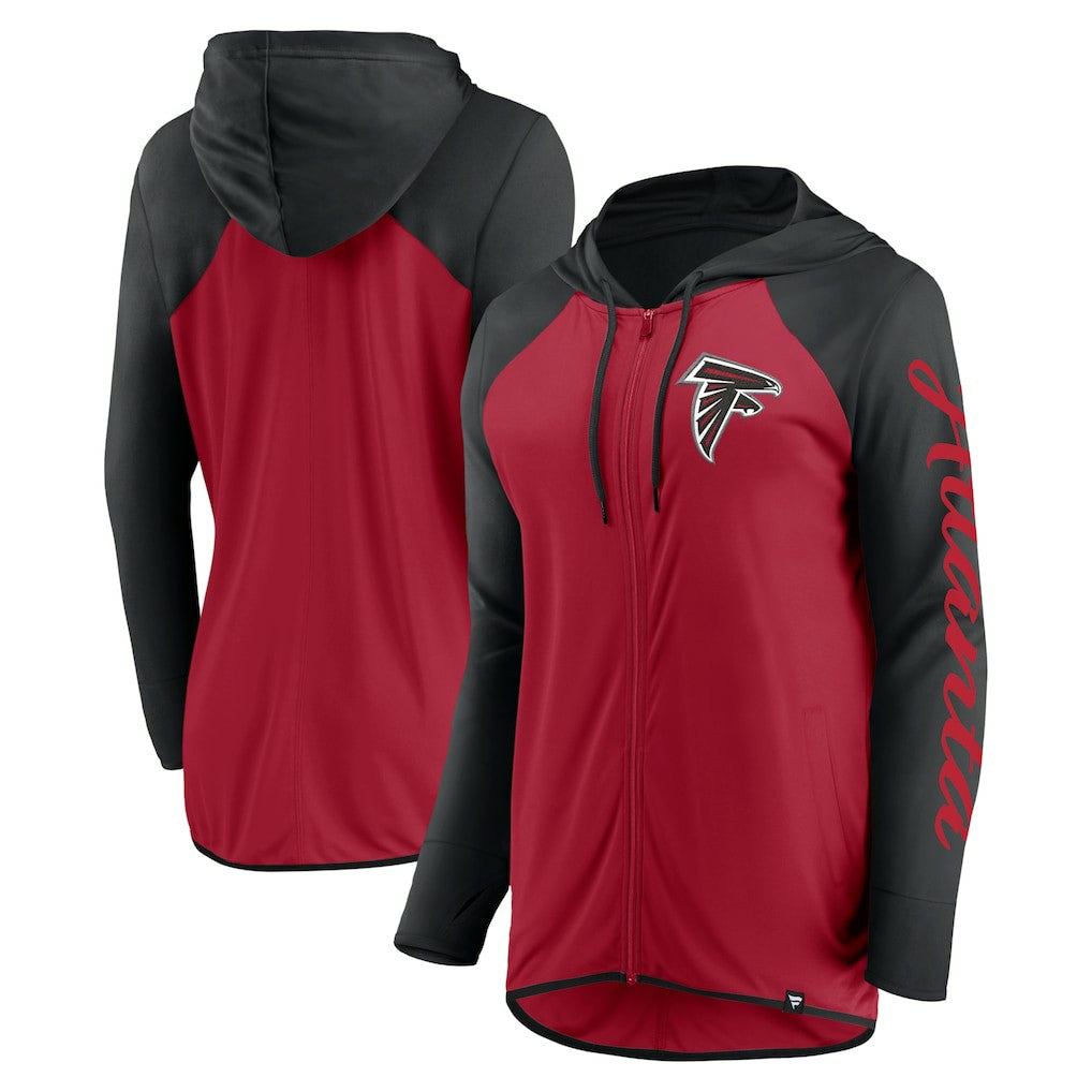 Atlanta Falcons Women's Script Full-Zip Hoodie - Red/Black - Fanatics