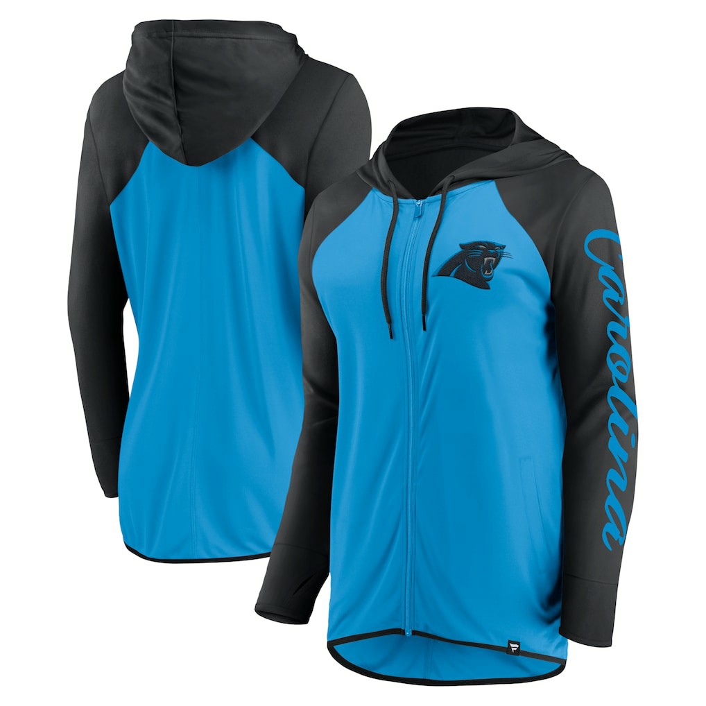 Carolina Panthers Women's Script Full-Zip Hoodie - Blue/Black - Fanatics