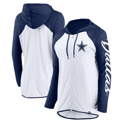 Dallas Cowboys Women's Script Full-Zip Hoodie - White/Navy - Fanatics