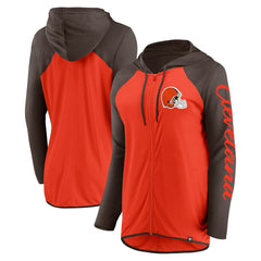 Cleveland Browns Women's Script Full-Zip Hoodie - Orange/Brown - Fanatics