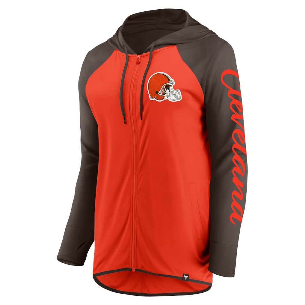 Cleveland Browns Women's Script Full-Zip Hoodie - Orange/Brown - Fanatics