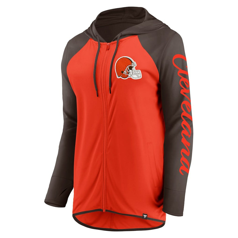 Cleveland Browns Women's Script Full-Zip Hoodie - Orange/Brown - Fanatics