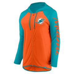 Miami Dolphins Women's Script Full-Zip Hoodie - Orange/Aqua - Fanatics