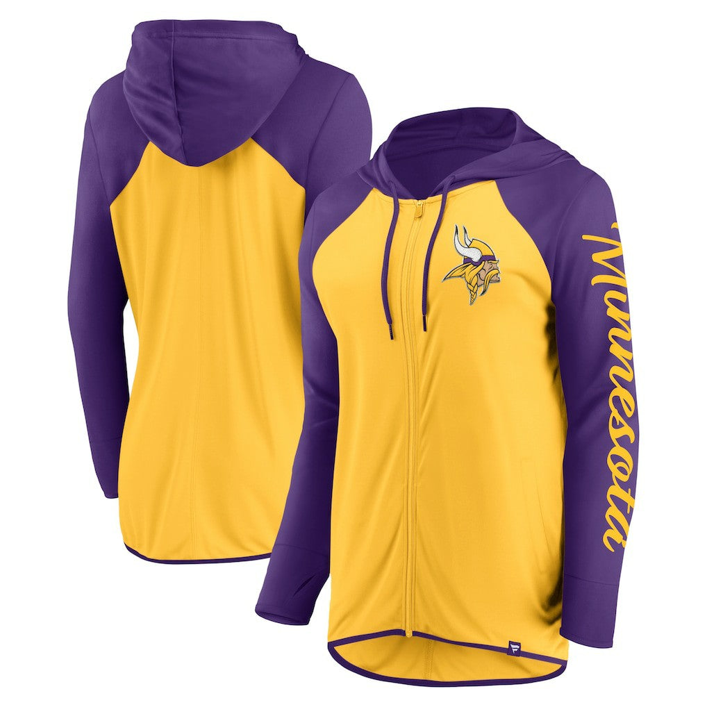 Minnesota Vikings Women's Script Full-Zip Hoodie - Gold/Purple - Fanatics