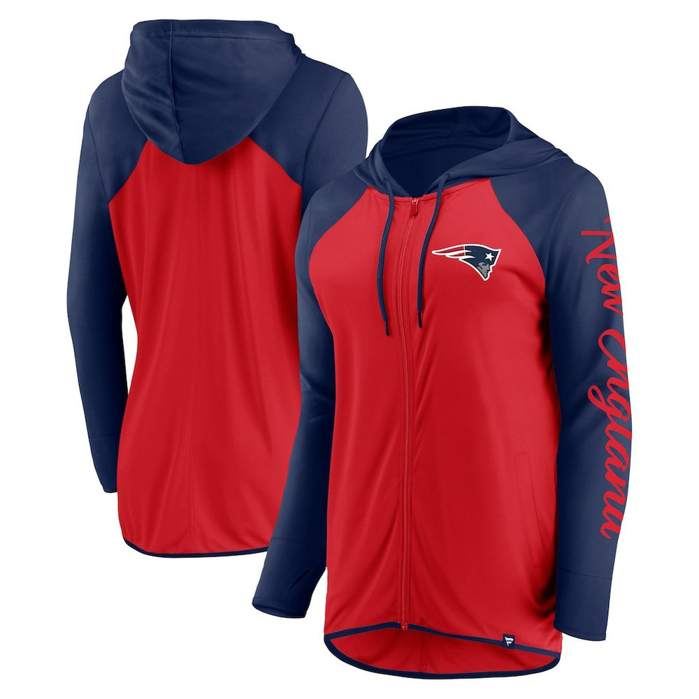 New England Patriots Women's Script Full-Zip Hoodie - Red/Navy - Fanatics