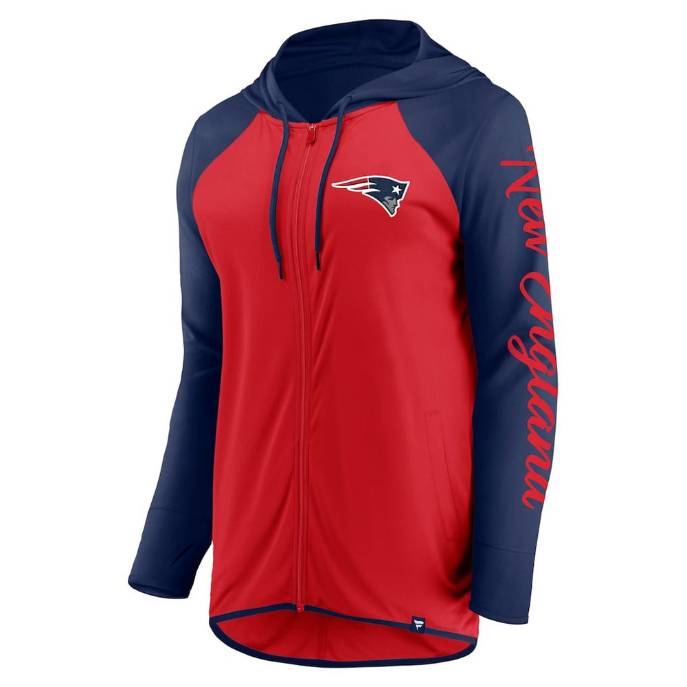 New England Patriots Women's Script Full-Zip Hoodie - Red/Navy - Fanatics